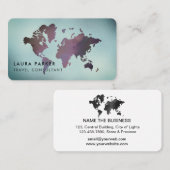 旅行代理店の白黒の世界地図の観光事業の予約 名刺 (正面/裏面)