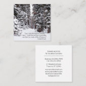 旅行代理店の素朴な冬の森林引用文 スクエア名刺 (正面/裏面)