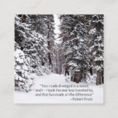 旅行代理店の素朴な冬の森林引用文 スクエア名刺 (正面)