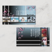 旅行代理店の結婚式のフィルムの写真の名刺の青 名刺 (正面/裏面)