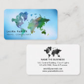 旅行代理店の青い世界地図の観光事業の予約 名刺 (正面/裏面)