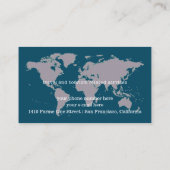 旅行代理店の飛行機と世界地図ブルー 名刺 (裏面)