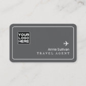 旅行代理店の飛行機のワールドマップグレー 名刺 (正面)