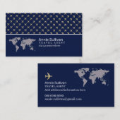 旅行代理店の飛行機の世界地図モダン 名刺 (正面/裏面)