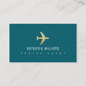 旅行代理店の飛行機の暗いティール(緑がかった色) 名刺 (正面)