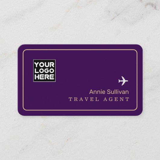 旅行代理店の飛行機ワールドマップパープル 名刺 (正面)