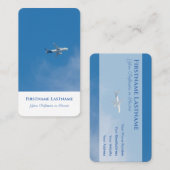 旅行代理店の飛行機青空飛んでいる空 名刺 (正面/裏面)