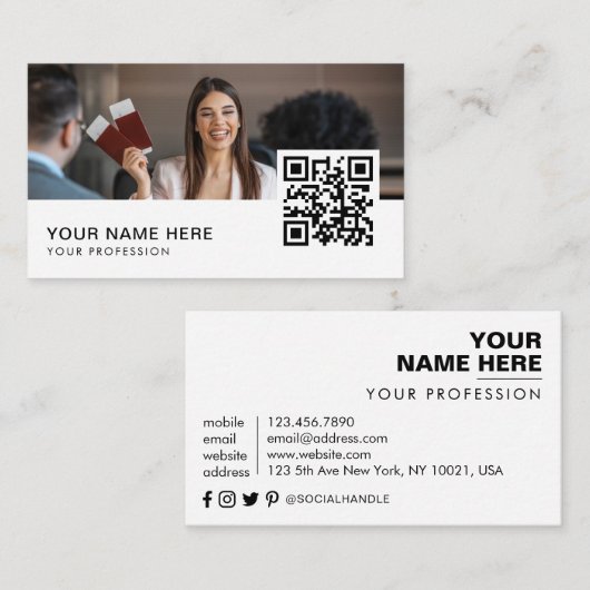 旅行代理店のQRコード 名刺 (正面/裏面)