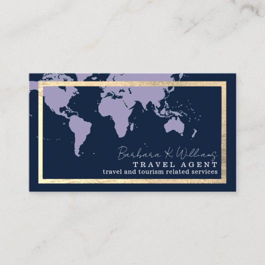 旅行代理店エレガントダークブルーの名刺 名刺 (正面)