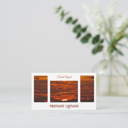 旅行代理店サンセットスカイで海ビーチQRコード 名刺 (スタンド正面)