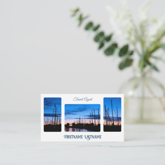 旅行代理店サンセットスカイで海ビーチQRコード 名刺 (スタンド正面)