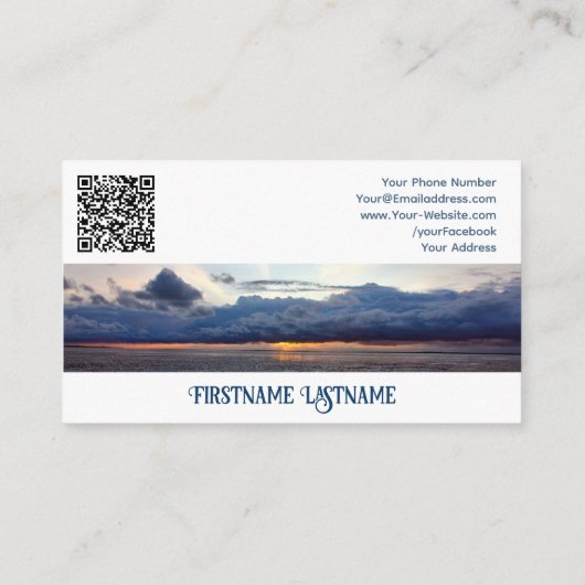 旅行代理店サンセットスカイで海ビーチQRコード 名刺 (裏面)