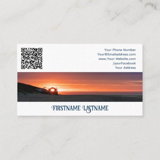 旅行代理店サンセットスカイで海ビーチQRコード 名刺 (裏面)