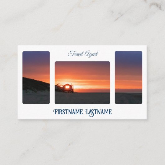 旅行代理店サンセットスカイで海ビーチQRコード 名刺 (正面)