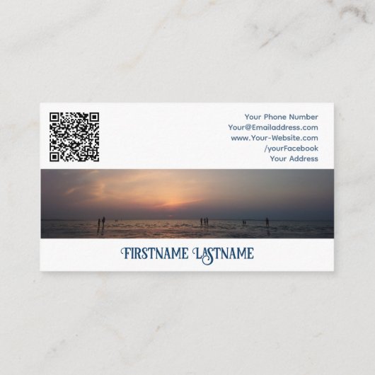 旅行代理店サンセットスカイで海ビーチQRコード 名刺 (裏面)