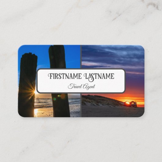 旅行代理店サンセットスカイ海ビーチ写真QR-Code 名刺 (正面)