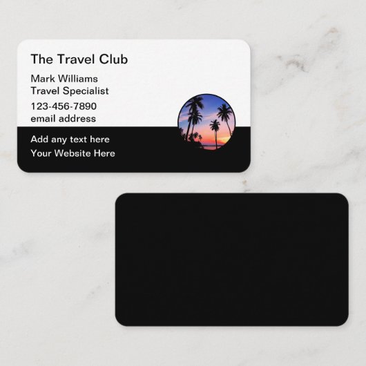 旅行代理店スペシャリストパームツリーシルエット 名刺 (正面/裏面)
