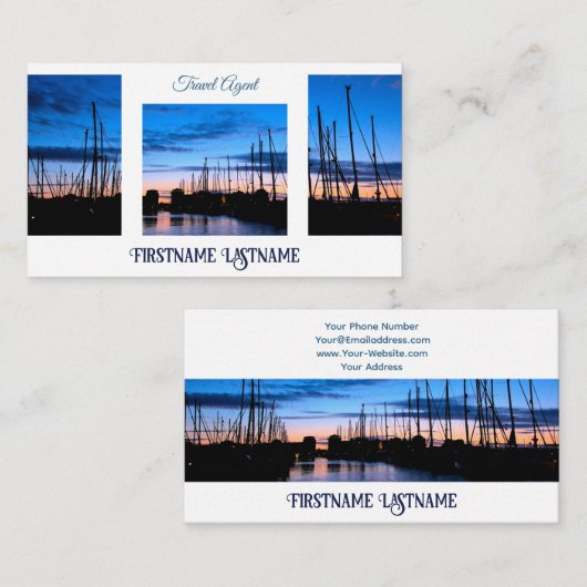 旅行代理店ドラマチックなスカイ海マリーナサンセット 名刺 (正面/裏面)