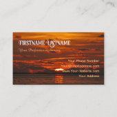 旅行代理店ドラマチックな空の海ビーチ夕日 名刺 (裏面)