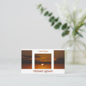 旅行代理店ドラマチックな空の海ビーチ夕日 名刺 (スタンド正面)