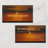 旅行代理店ドラマチックな空の海ビーチ夕日 名刺 (正面/裏面)