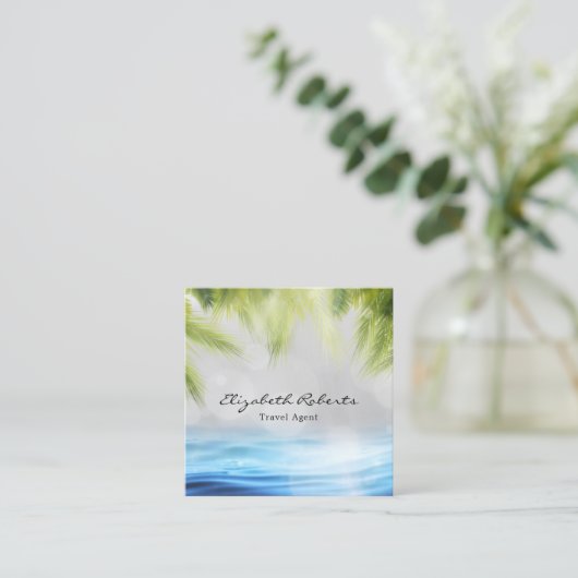 旅行代理店ビーチトロピカルシーン スクエア名刺 (スタンド正面)