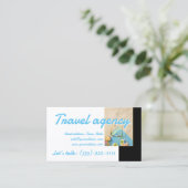 旅行代理店ビーチ時間白黒名刺 名刺 (スタンド正面)