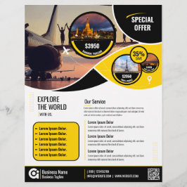 旅行代理店フライヤーイエローテンプレート チラシ