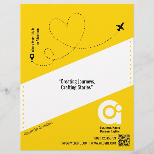 旅行代理店フライヤーイエローテンプレート チラシ (裏面)