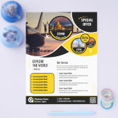 旅行代理店フライヤーイエローテンプレート チラシ (シングル)