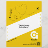 旅行代理店フライヤーイエローテンプレート チラシ (裏面)