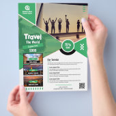 旅行代理店フライヤーグリーンテンプレート チラシ (手)