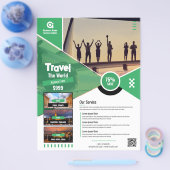 旅行代理店フライヤーグリーンテンプレート チラシ (シングル)