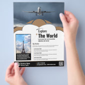 旅行代理店フライヤーブラウンテンプレート チラシ (手)