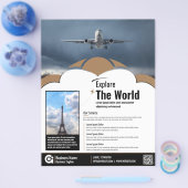 旅行代理店フライヤーブラウンテンプレート チラシ (シングル)