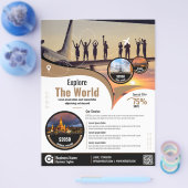 旅行代理店フライヤーブラウンテンプレート チラシ (シングル)