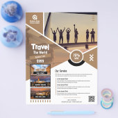 旅行代理店フライヤーブラウンテンプレート チラシ (シングル)