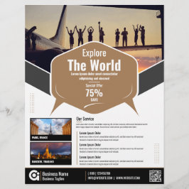 旅行代理店フライヤーブラウンテンプレート チラシ
