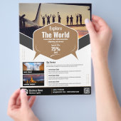 旅行代理店フライヤーブラウンテンプレート チラシ (手)