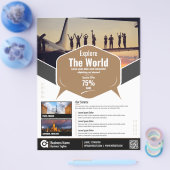 旅行代理店フライヤーブラウンテンプレート チラシ (シングル)