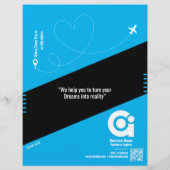 旅行代理店フライヤーブルーテンプレート チラシ (裏面)