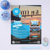 旅行代理店フライヤーブルーテンプレート チラシ (シングル)