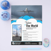 旅行代理店フライヤーブルーテンプレート チラシ (シングル)