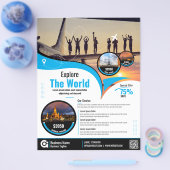 旅行代理店フライヤーブルーテンプレート チラシ (シングル)