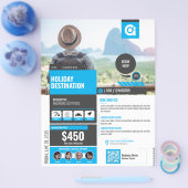 旅行代理店フライヤーブルーテンプレート チラシ (シングル)