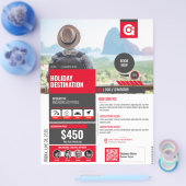 旅行代理店フライヤーレッドテンプレート チラシ (シングル)