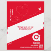 旅行代理店フライヤーレッドテンプレート チラシ (裏面)