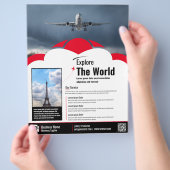 旅行代理店フライヤーレッドテンプレート チラシ (手)