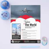 旅行代理店フライヤーレッドテンプレート チラシ (シングル)