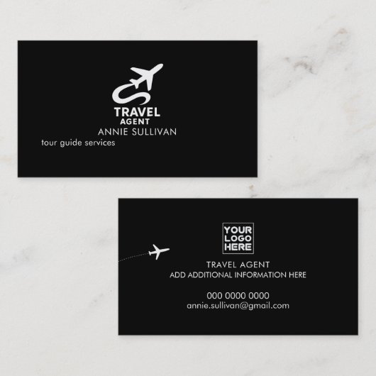 旅行代理店ブラックビジネスカード 名刺 (正面/裏面)